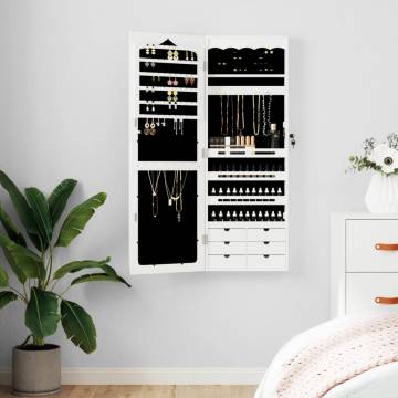 Elegant White Mirror Jewellery Cabinet - Wall Mounted Storage