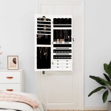 Elegant White Mirror Jewellery Cabinet - Wall Mounted Storage