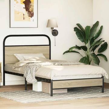 Elegant 90x190 cm Single Bed Frame in Sonoma Oak - Hipomarket