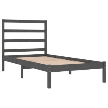 Grey Solid Wood Pine Bed Frame 90x200 cm Single - Hipomarket