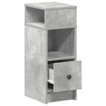 Stylish Concrete Grey Bedside Cabinets - 2 pcs with Drawer