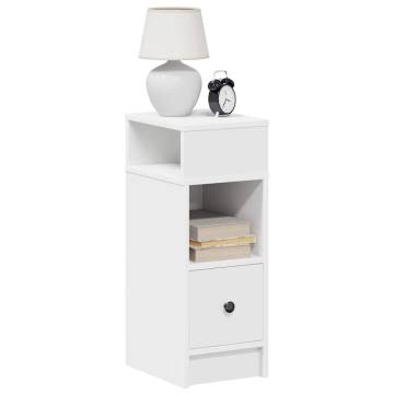 Stylish White Bedside Cabinet with Drawer - 25x31x66 cm