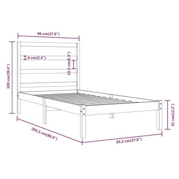 Grey Solid Wood Pine Bed Frame 90x200 cm Single - Hipomarket