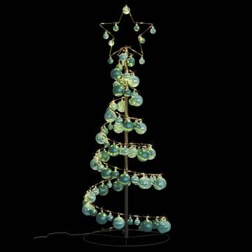 Christmas Tree Light Cone with 80 LEDs & Baubles - 120 cm