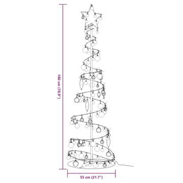 Christmas Tree Light Cone with Baubles - 180 cm, 120 LEDs