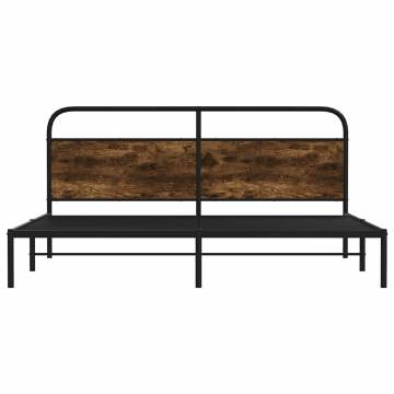 Robust Metal Bed Frame without Mattress - Smoked Oak 183x213 cm