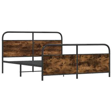 Metal Bed Frame Without Mattress - Smoked Oak 160x200 cm