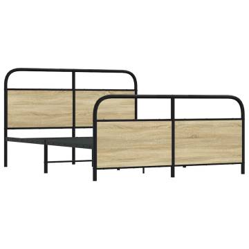 Sonoma Oak Metal Bed Frame 150x200 cm King Size - HipoMarket UK