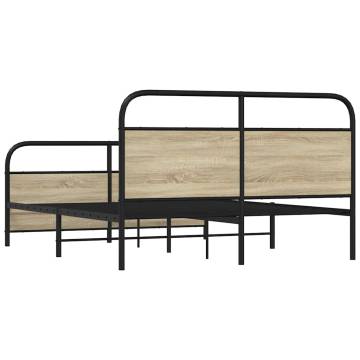 Sonoma Oak Metal Bed Frame 150x200 cm King Size - HipoMarket UK