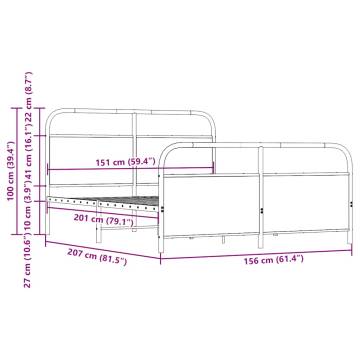 Sonoma Oak Metal Bed Frame 150x200 cm King Size - HipoMarket UK