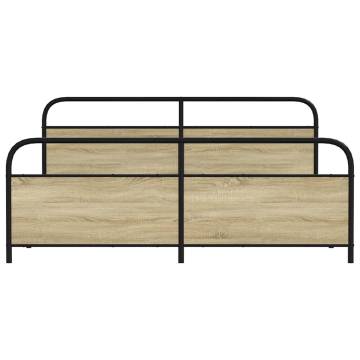 Metal Bed Frame Sonoma Oak 180x200 cm Super King - Hipomarket