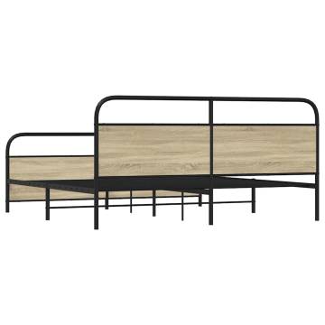 Metal Bed Frame Sonoma Oak 180x200 cm Super King - Hipomarket