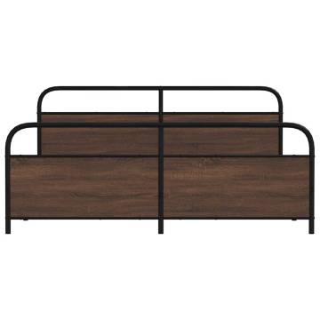 Metal Bed Frame Brown Oak 180x200 cm Super King | HipoMarket