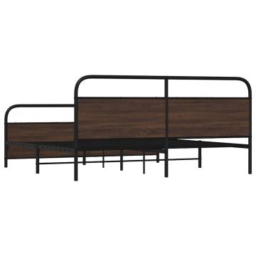 Metal Bed Frame Brown Oak 180x200 cm Super King | HipoMarket