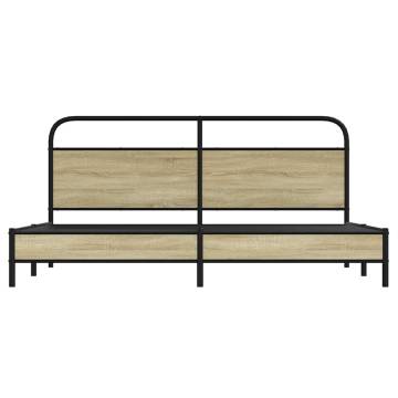 Sonoma Oak Metal Bed Frame 180x200 cm - Super King Size