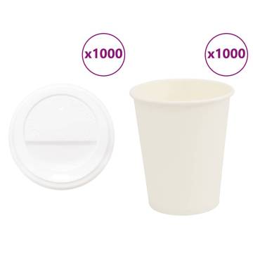 Durable Paper Coffee Cups with Lids - 1000 pcs 8oz | HipoMarket