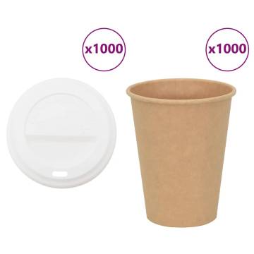 Paper Coffee Cups with Lids - 1000 pcs 12oz | Hipomarket UK