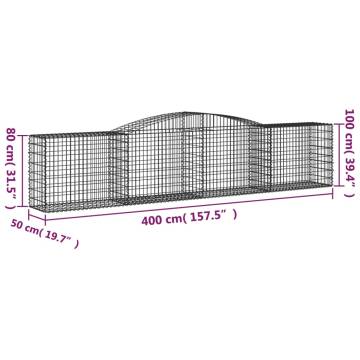 Arched Gabion Baskets - 9 pcs Galvanised Iron | HipoMarket