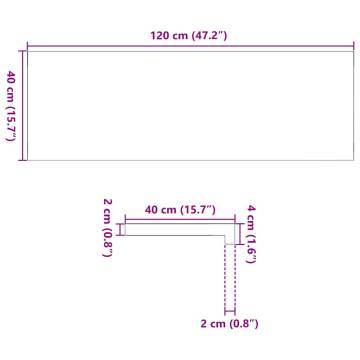 Dark Brown Solid Oak Window Sills - 2 pcs, 120x40x2 cm