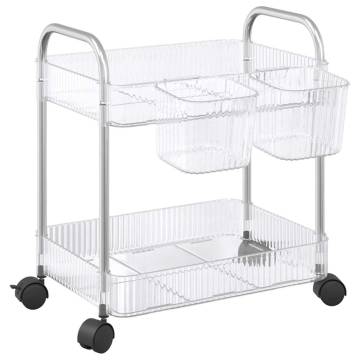 2-Tier Transparent Storage Trolley | Durable Acrylic Design