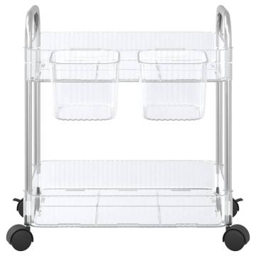 2-Tier Transparent Storage Trolley | Durable Acrylic Design