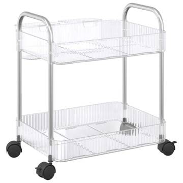 2-Tier Transparent Storage Trolley | Durable Acrylic Design