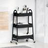 3-Tier Black Storage Trolley | Durable Steel Design - HipoMarket