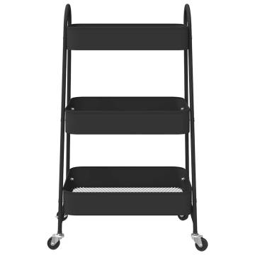 3-Tier Black Storage Trolley | Durable Steel Design - HipoMarket