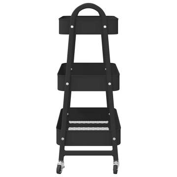 3-Tier Black Storage Trolley | Durable Steel Design - HipoMarket