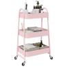 3-Tier Pink Storage Trolley - Durable Steel Organizer