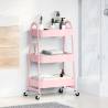 3-Tier Pink Storage Trolley - Durable Steel Organizer