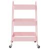 3-Tier Pink Storage Trolley - Durable Steel Organizer