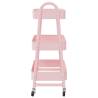 3-Tier Pink Storage Trolley - Durable Steel Organizer