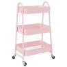 3-Tier Pink Storage Trolley - Durable Steel Organizer