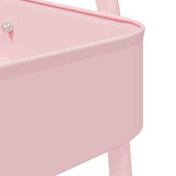 3-Tier Pink Storage Trolley - Durable Steel Organizer