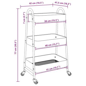 3-Tier Pink Storage Trolley - Durable Steel Organizer