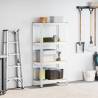 4-Layer Storage Shelf - Silver Steel & Engineered Wood