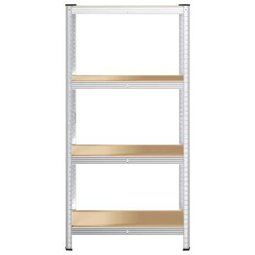 4-Layer Storage Shelf - Silver Steel & Engineered Wood