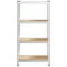 4-Layer Storage Shelf - Silver Steel & Engineered Wood