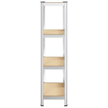 4-Layer Storage Shelf - Silver Steel & Engineered Wood