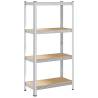 4-Layer Storage Shelf - Silver Steel & Engineered Wood