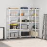 5-Layer Storage Shelves - Silver Steel & Engineered Wood (3 pcs)