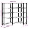 5-Layer Storage Shelves - Silver Steel & Engineered Wood (3 pcs)