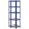 5-Layer Corner Shelf - Blue Steel & Engineered Wood Storage