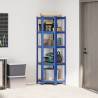 5-Layer Corner Shelf - Blue Steel & Engineered Wood Storage