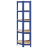 5-Layer Corner Shelf - Blue Steel & Engineered Wood Storage