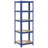 5-Layer Corner Shelf - Blue Steel & Engineered Wood Storage