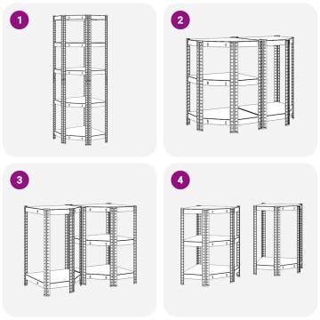 5-Layer Corner Shelf - Blue Steel & Engineered Wood Storage