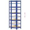 5-Layer Corner Shelf - Blue Steel & Engineered Wood Storage