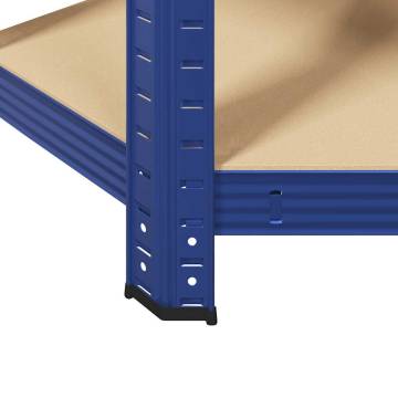 5-Layer Corner Shelf - Blue Steel & Engineered Wood Storage